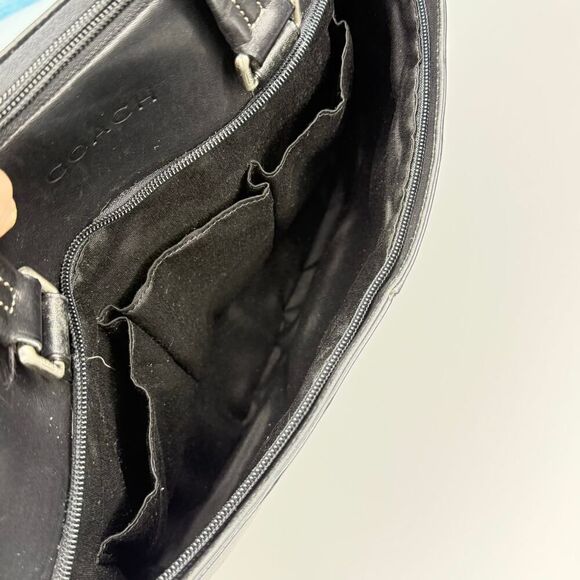 COACH F70707 Lexington Smooth Black Leather Office Commuter Briefcase Laptop Bag - Picture 8 of 16